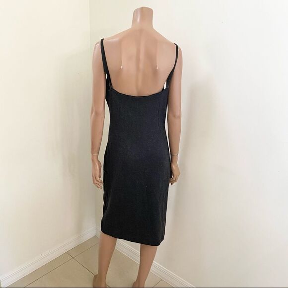 DOLCE & GABANA gray beaded wool midi dress M - Picture 11 of 16